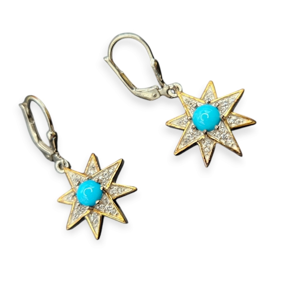 Turquoise and Zircon Earrings